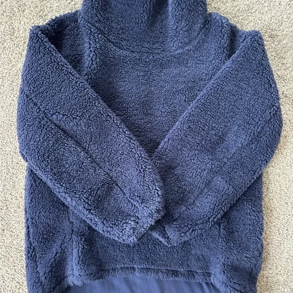 Lululemon Warmth Restore Long Pullover Fleece Sherpa Navy Pockets Mock - Picture 1 of 10